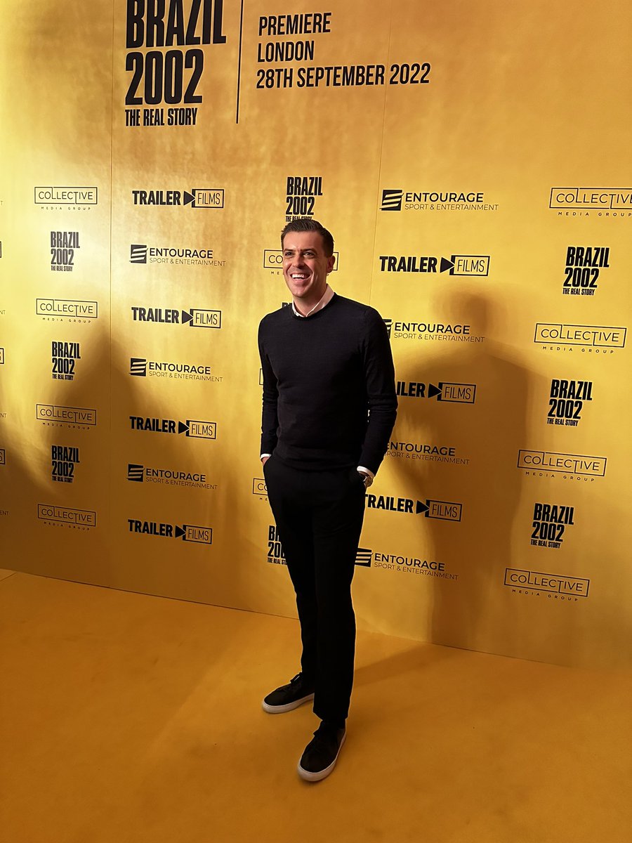 Alex_Segal's tweet photo. Great night at the #Brazil2002 premiere, hosted by my client @AdamJSmithy. Amazing to see him interview Roberto Carlos & Gilberto Silva. Thanks to @entourage_se! https://t.co/Adnn1yYHlt