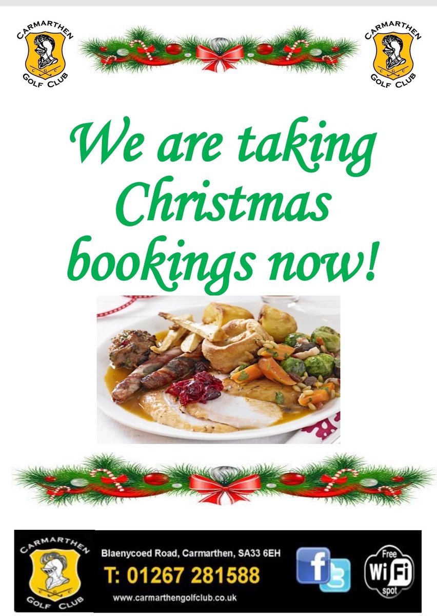CarmarthenGC's tweet photo. Xmas bookings now being taken @CarmarthenGC

We cater for parties, both small &amp; large gatherings. Relax &amp; enjoy with great food from Martin &amp; Sandy looking after you. 👌

Give them a ring on 01267 281588, option 3.

#xmaspartycarmarthen
#xmas22   #xmasparty
#xmasdinnercarmarthen https://t.co/DGmle7tVpy