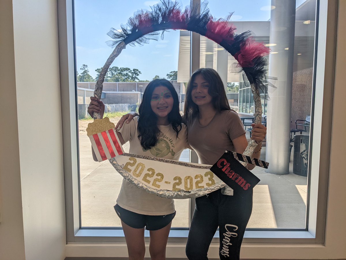DanceKms's tweet photo. Congratulations to 7th grader Giselle and 8th grader Eden on being selected as Charm of the week on our September 20th game. We are so proud of how much you both have improved as returning members this year. #kmscougarpride https://t.co/Iv0Bv2QdOR