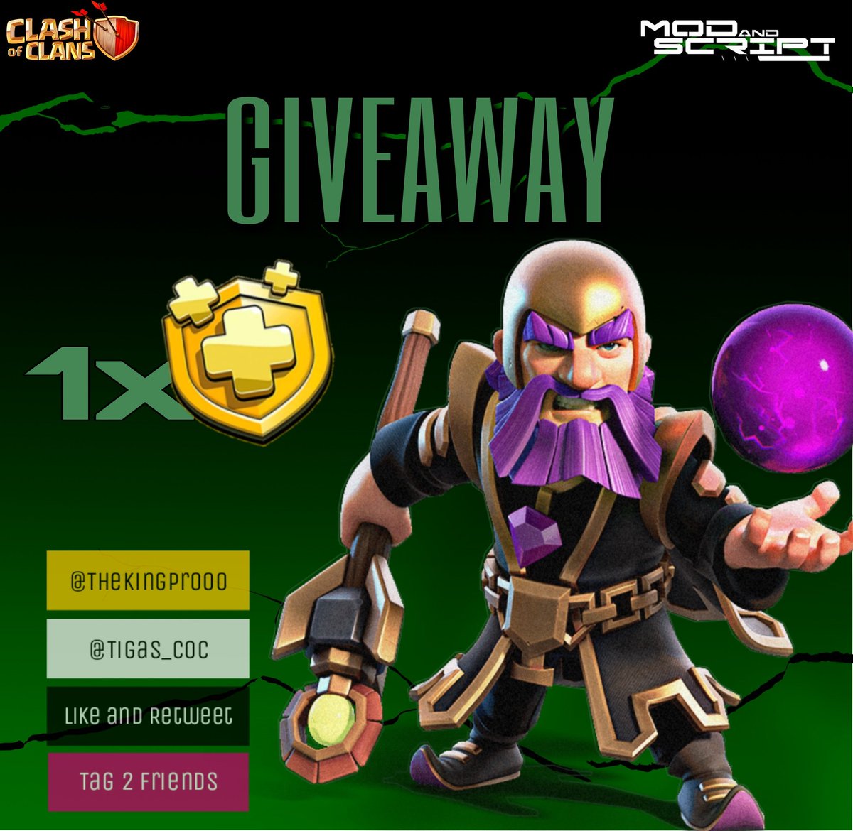 Gold Pass Giveaway!
Rules: 
Follow <a href="/TheKingProoo/">TheKingPro</a> (me) and <a href="/Tigas_coc/">丹れ匕工口モҜ</a>;
Like and Retweet;
Tag 2 Friends;
(Join our discord server discord.gg/qfSvC4eZZG)