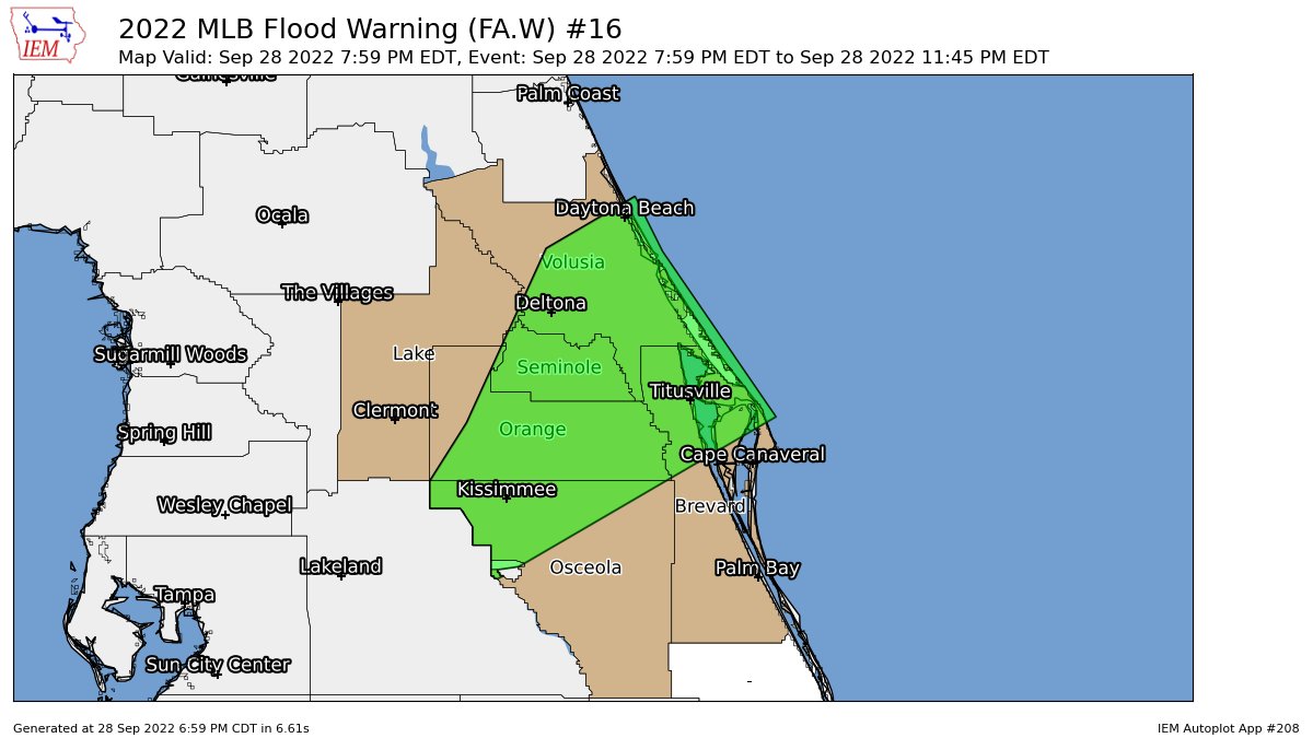 IEMBot MLB On Twitter MLB Issues Flood Warning For Brevard Lake