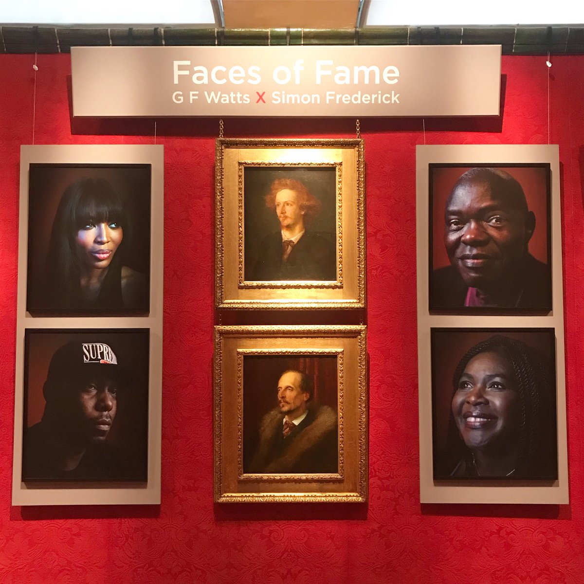 _EmilyDBurns's tweet photo. ‘Faces of Fame: GF Watts X Simon Frederick’ is now open!📸 Two artists, two halls of fame, over 100 years apart. 
Many thanks to the @NPGLondon partnership for making it possible, and for @artistSimonF for supporting us all the way. Who would be on your hall of fame? #FacesofFame https://t.co/5O7R6agsIX