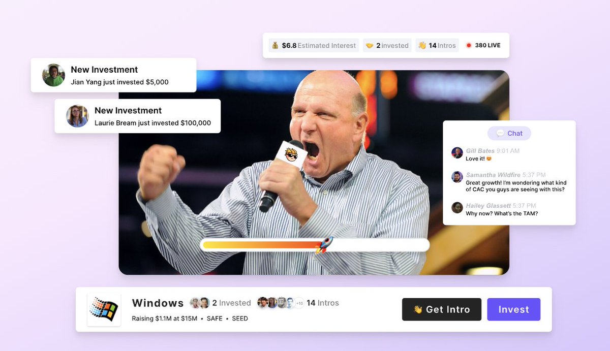 thejackobrien's tweet photo. @Steven_Ballmer we are big fans at https://t.co/L1wA832gqR!!

BIG demo day energy from this photo. 

Would love to have you host a pitch event, we would go crazy for it. Crazier than this 👇 https://t.co/uscwpgJAZq