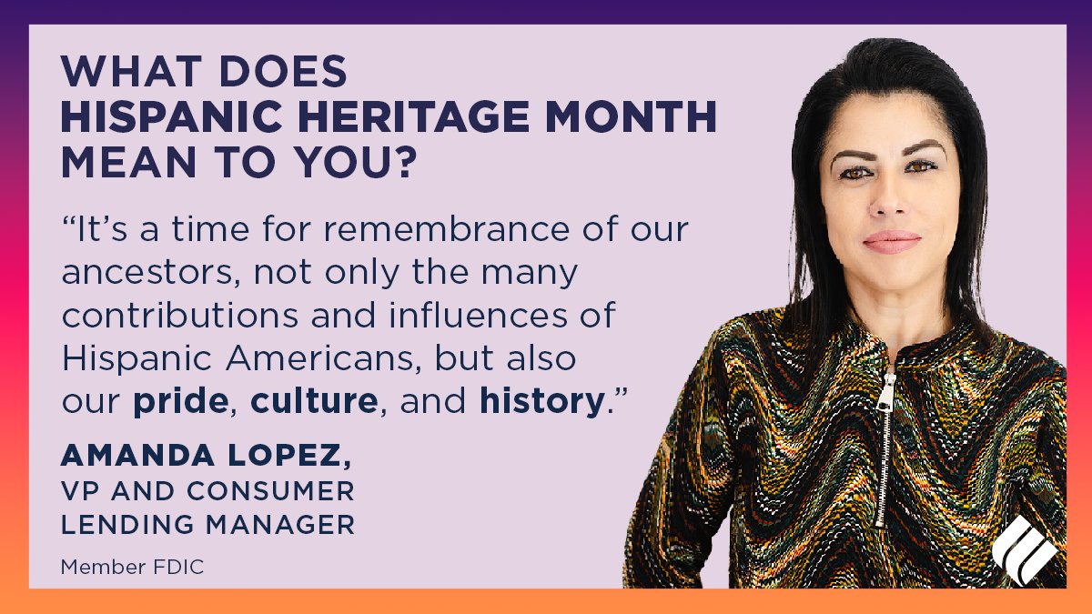 As we celebrate #HispanicHeritageMonth, some of our Eastern colleagues share what the month means to them. Amanda Lopez, VP and Consumer Lending Manager, honors her ancestors and the contributions of Hispanic Americans. #HHM2022 #HispanicHeritage