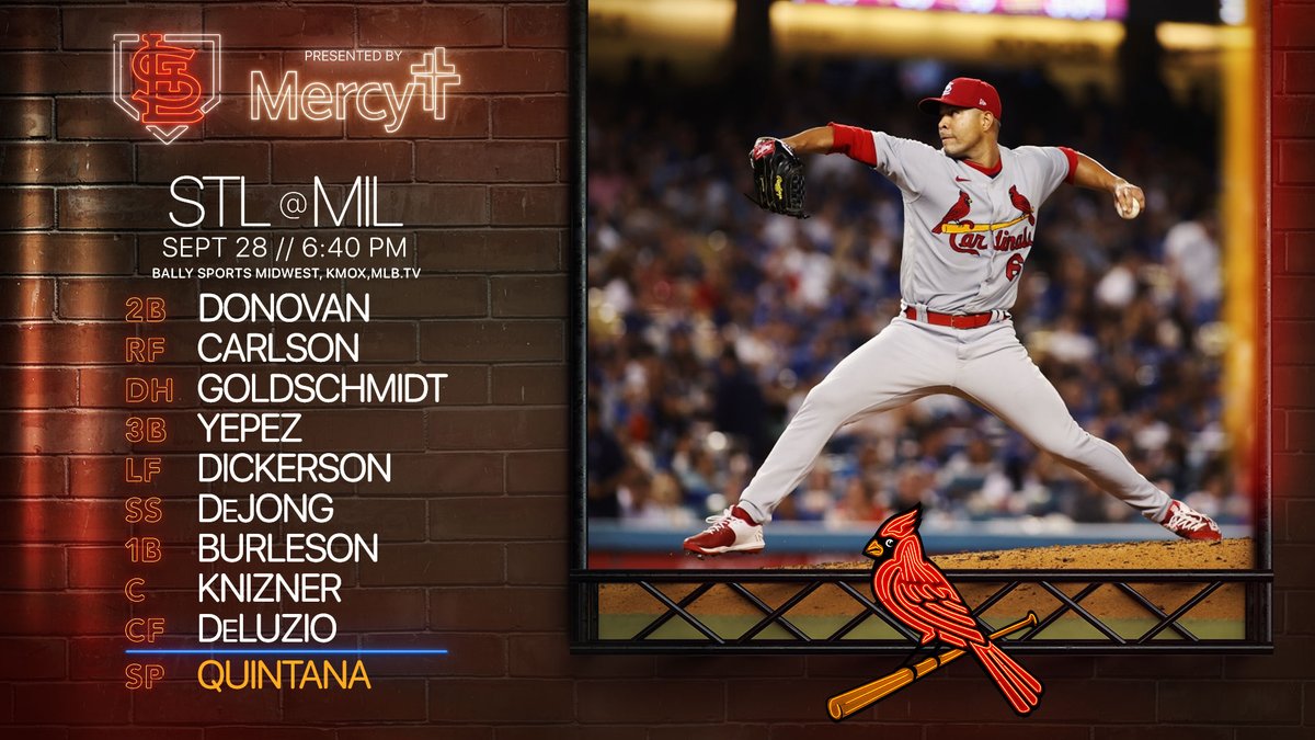 Cardinals's tweet photo. Q gets the final regular season start from Milwaukee! https://t.co/8ahekdp3TG