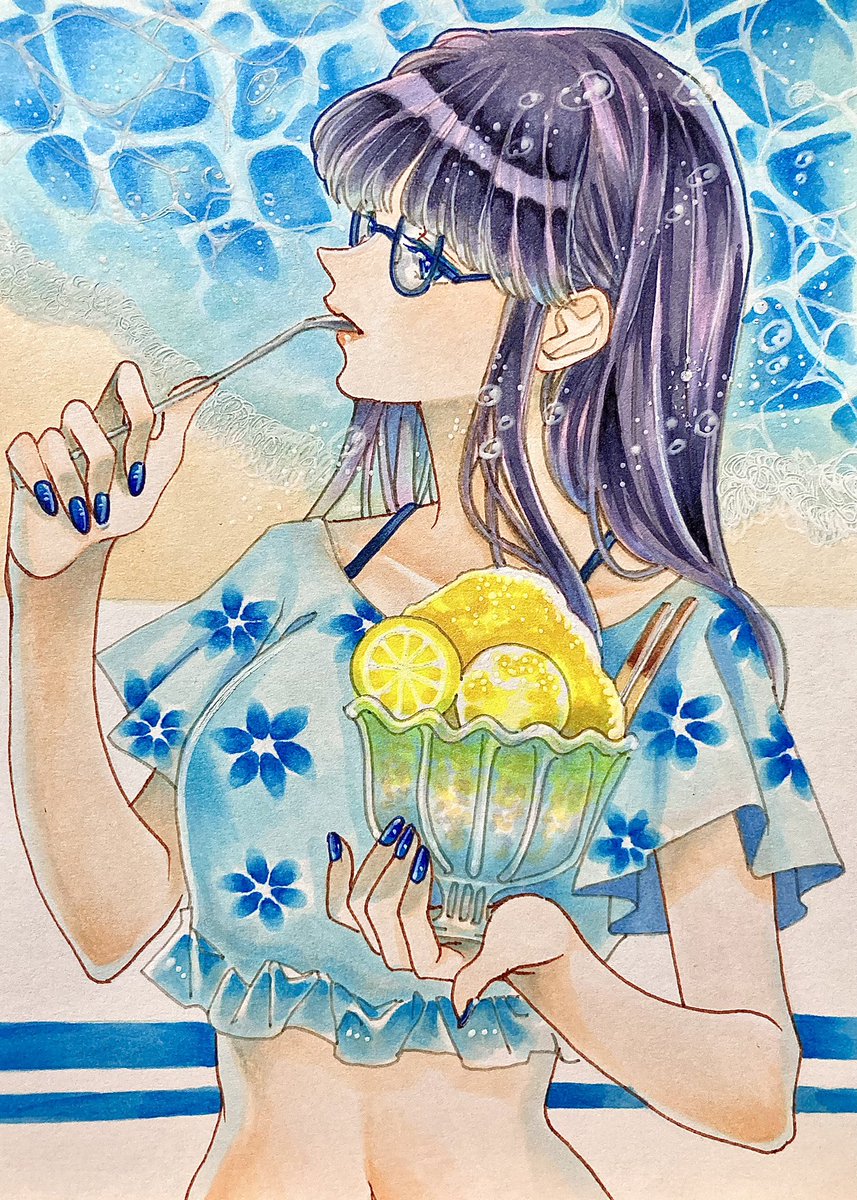 「#あなたのあお色の作品を見せてください」|杏@7/12 OC立ち絵🐈‍⬛のイラスト