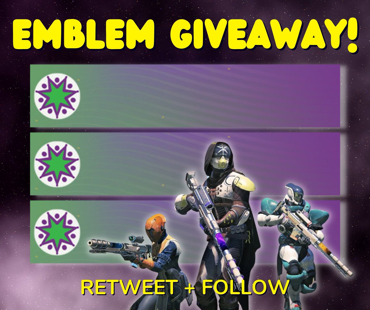 ⚠️ EMBLEM GIVEAWAY! ⚠️
**RETWEET &amp; FOLLOW TO ENTER**
#Destiny2 #Bungie #EmblemGiveaway #D2