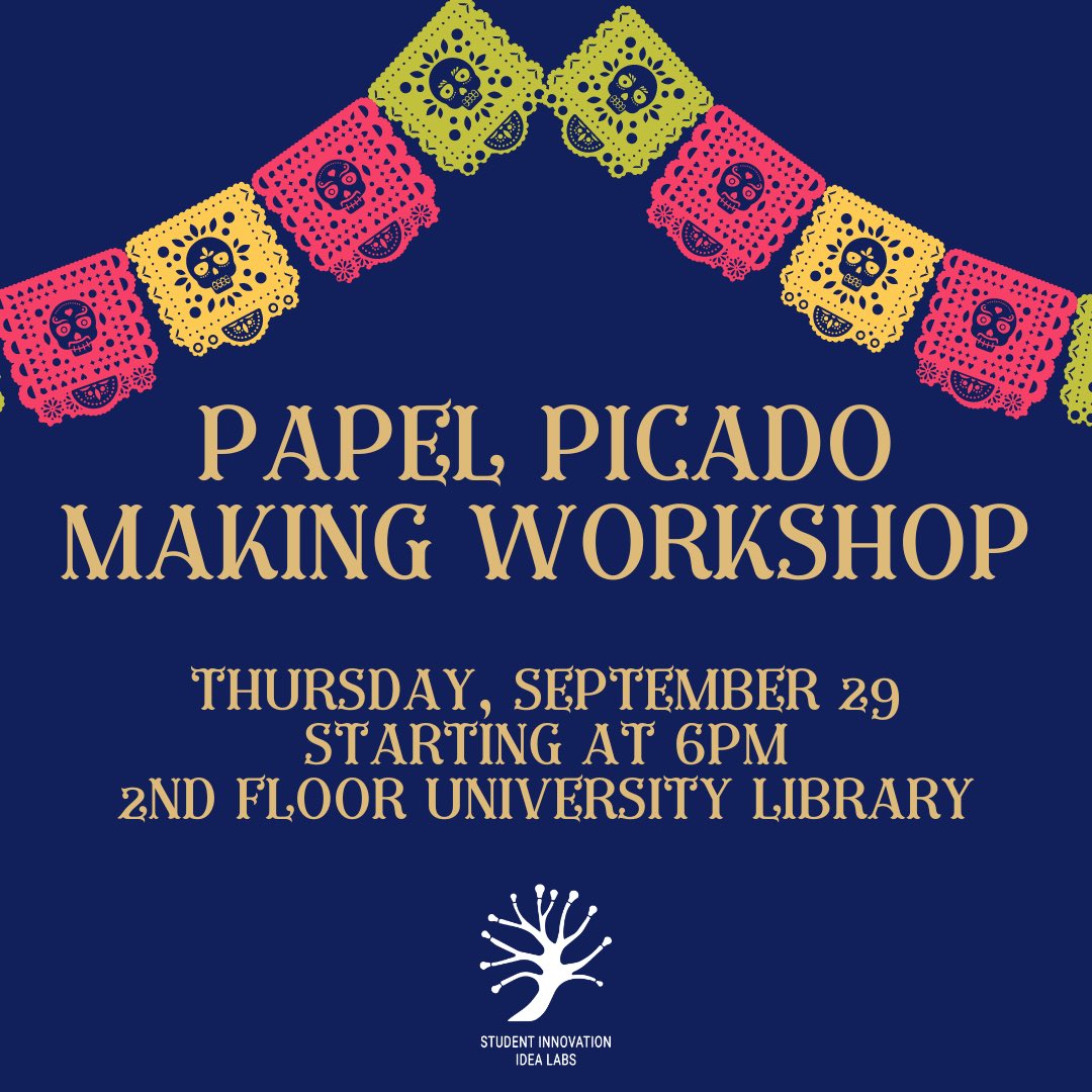 siilcpp's tweet image. The next BMG event will be this Thursday at 6 pm in the Maker Studio. Drop by for a Papel Picado Making Workshop that will use equipment such as the laser cutter!
RSVP on myBAR here: mybar.cpp.edu/event/8423873
#cpp #makerstudio #calpolypomona #siil