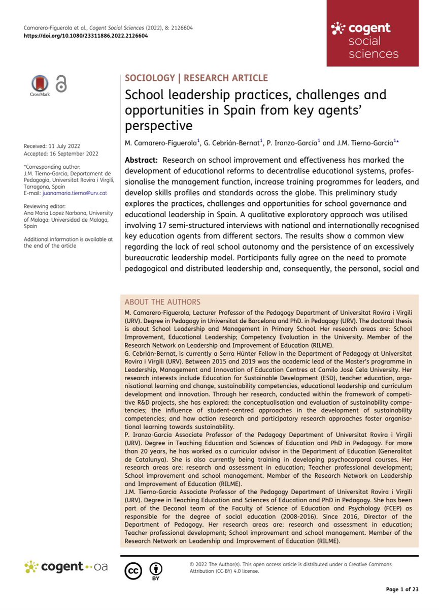 MartaCFiguerola's tweet photo. 📢 Fresh off the press:“School leadership practices, challenges and opportunities in Spain from key agents’ perspective” https://t.co/BGBkRN5y1k #SchoolAutonomy #EducationalLeadership https://t.co/TUr7hkDyr2