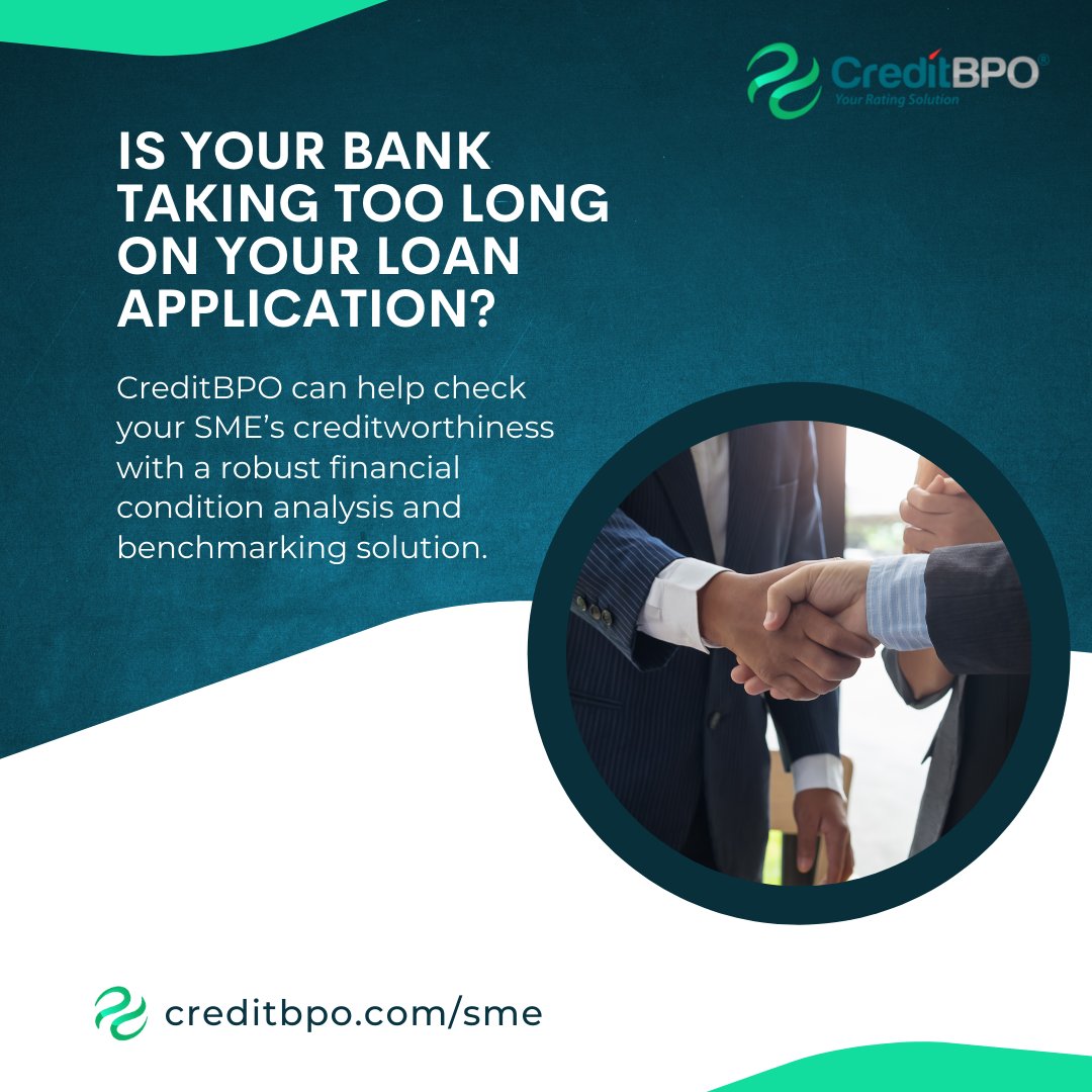 CreditBPO's tweet photo. Is your bank taking so long to approve your SME loan application? Next time you borrow, it’s a great idea to first check your SME’s creditworthiness with a robust financial condition analysis and benchmarking solution.

https://t.co/1TRPKy0eQo  

#SmallBusiness #SME #SMELoans https://t.co/UM5zIUNc6H