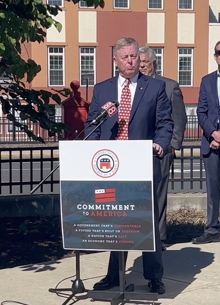 Well here it is folks, Mike France in Meriden today giving his full-throated support to Kevin McCarthy’s extreme and dangerous “Commitment to America”. 1/2