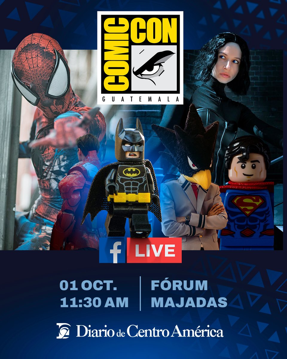 DiariodeCA's tweet photo. Si eres fanático de los Cómics, este sábado 01 de octubre no te pierdas nuestra transmisión #EnVivo desde la Expo Comic-Con 2022, que se realizará en Forum Majadas. 🦸🏻‍♀️🦸🏻‍♂️

#ExpoComic-Con #EnVivo #Transmisión #Guatemala https://t.co/QDZdBtj1a6