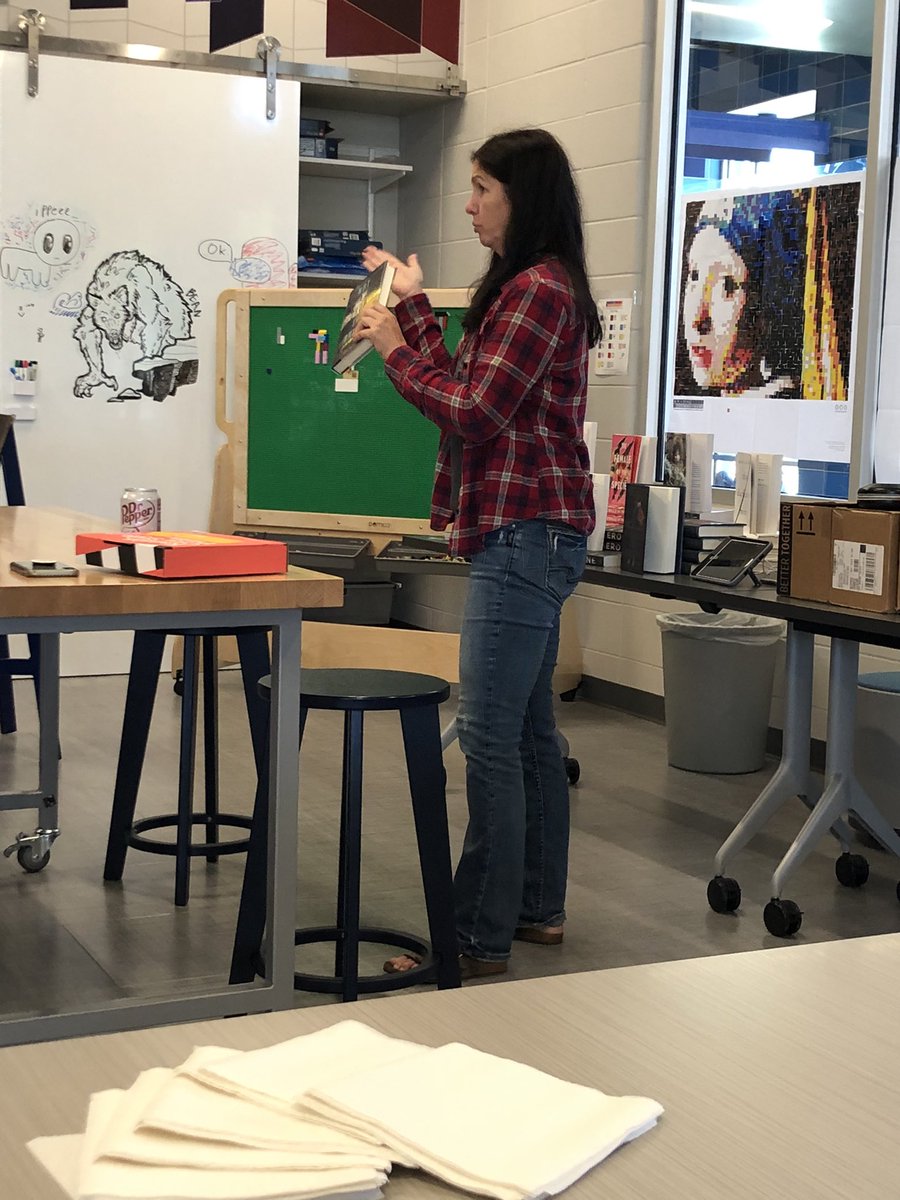 lrothmier's tweet photo. What an incredible visit today from @MindyMcGinnis! She was engaging, funny, informative and kind. Our students and staff enjoyed a great time visiting with her at lunch!#GVLibraries #WhatWeDo https://t.co/LDQ5gwxVVS