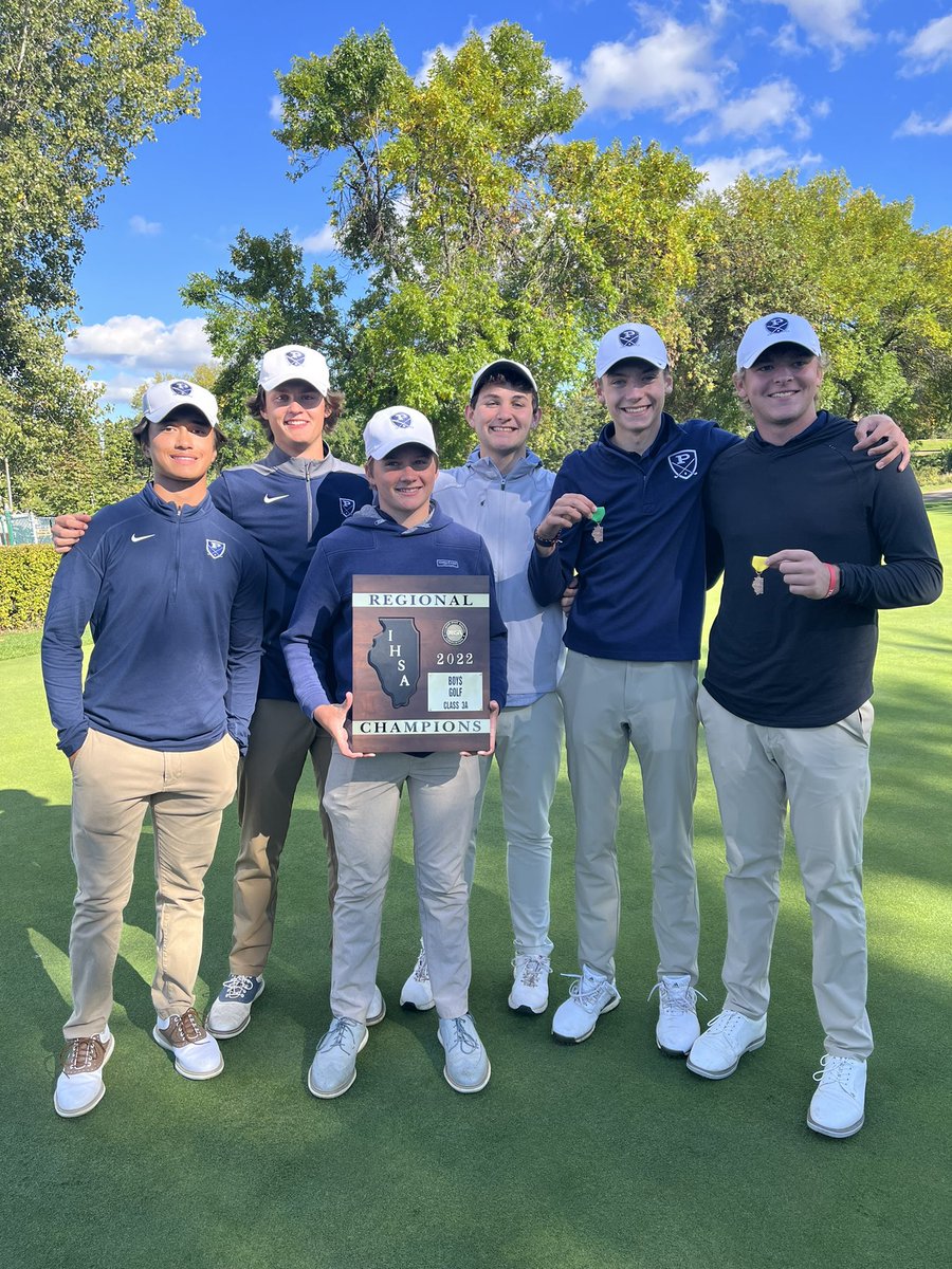 knightsboysgolf's tweet photo. Congrats to The Knights! IHSA Regional Champions! Patrick Raupp and Luke Kruger tied for 3rd and are Regional Medalists! @KnightsofPHS @MtProspectGC #100AndInToWin https://t.co/9tUE7CM1XI