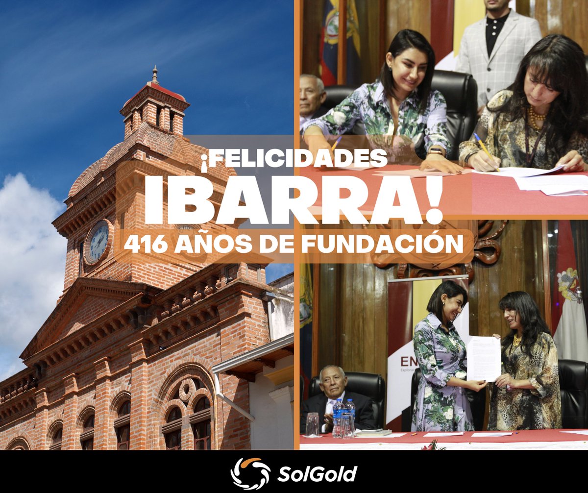 SolGoldEc's tweet photo. ¡Queremos felicitar a Ibarra por sus 416 años de Fundación!

Reiteramos nuestro compromiso con su gente, que nos ha acogido con brazos abiertos para trabajar por esta hermosa ciudad.

¡Viva Ibarra!

#ProyectoCascabel
#ComprometidosConEcuador
#MineríaResponsable
#SolGold https://t.co/X9wgw11AHn
