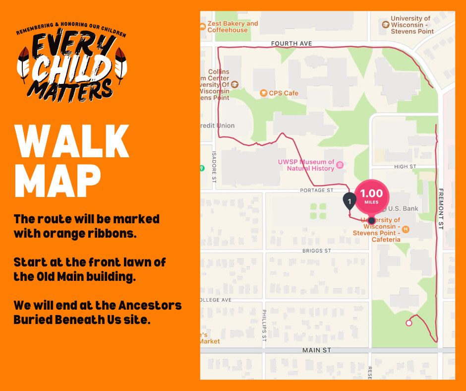 Friday is #OrangeShirtDay, a federal holiday in Canada that we recognize to honor the survivors and victims of the Indian Residential School System. Show support by attending the Every Child Matters Walk (one mile) at 4:30 p.m. in front of Old Main. #UWSP @UWSP_DCA_Office