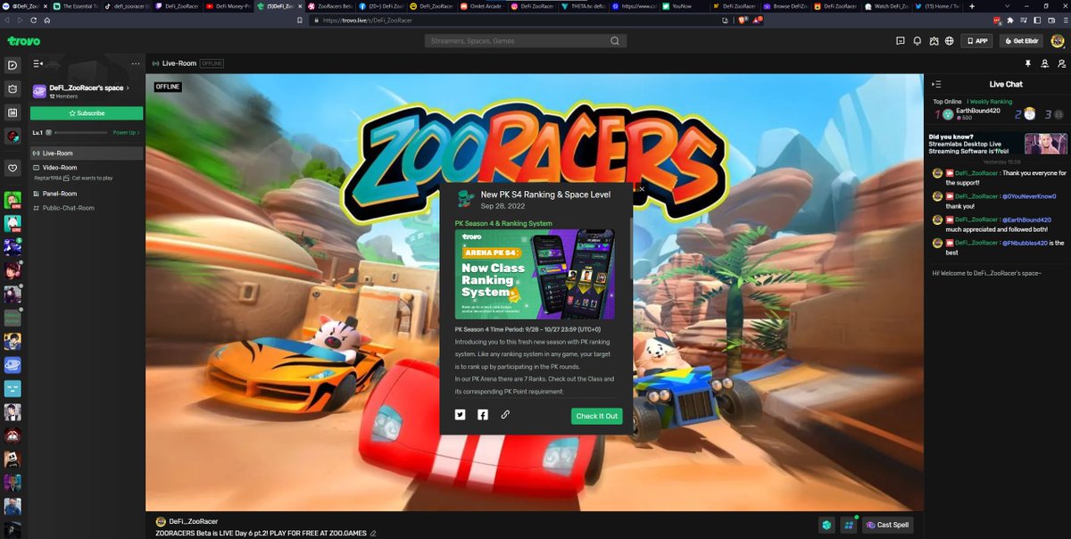 DeFiFUDDestroy's tweet photo. whos ready for another #zooracers #marathon #stream? here's what it looks like managing 16 livestreams at the same time :) #twitch #youtube #odysee #facebook #Dlive #omletarcade #instagram #thetaEdgecast #caffieneTV #younow #booyah #nimoTV #bigoLive #trovo #discord #NoNoLive $ZOO https://t.co/gpKAVb96nL