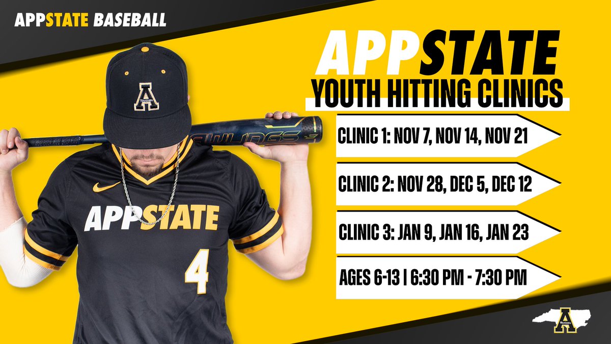 Make plans to join us for one of our baseball clinics this fall and winter! 

REGISTER: conferences-camps.appstate.edu/youth-camps

#TIGMA