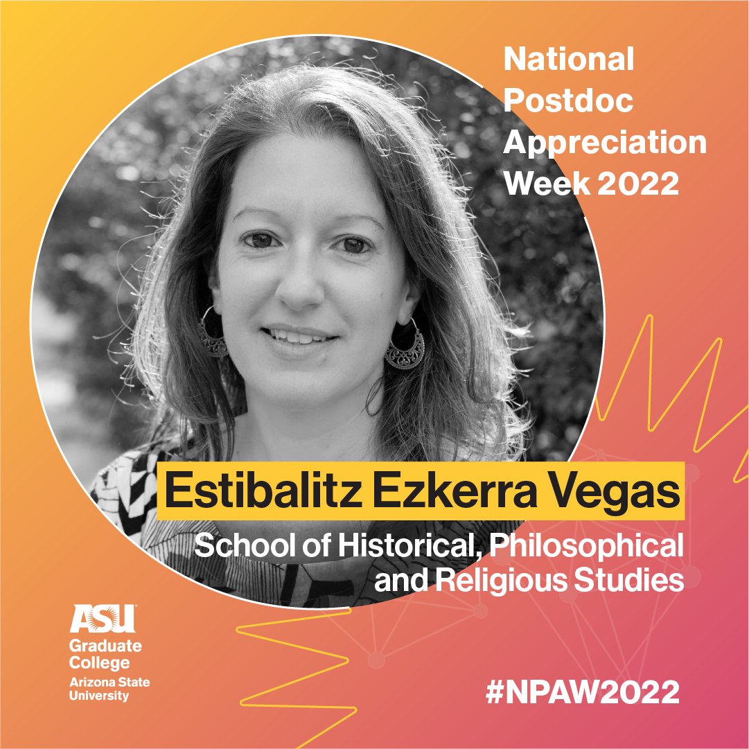 ASUGradCollege's tweet image. Dr. Esibalitz Ezkerra Vegas is a Postdoctoral Scholar at @ASU_SHPRS whose research involves interdisciplinary, transnational, &amp;amp; comparative approaches to the politics of memory &amp;amp; the demand for justice in cultural production in post-conflict territories. 

ow.ly/ulCY50KWkIR