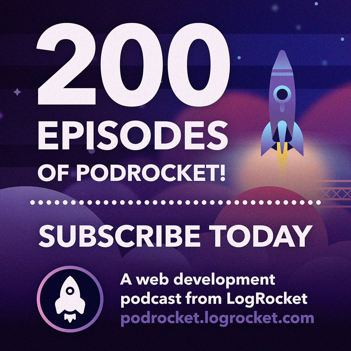 PodRocketpod's tweet photo. PodRocket has published 200 episodes! Thank you so much for your support. 

And if you haven’t given it a listen yet, there are plenty of episodes waiting for you wherever you get your podcasts. https://t.co/GGrzMlaknk