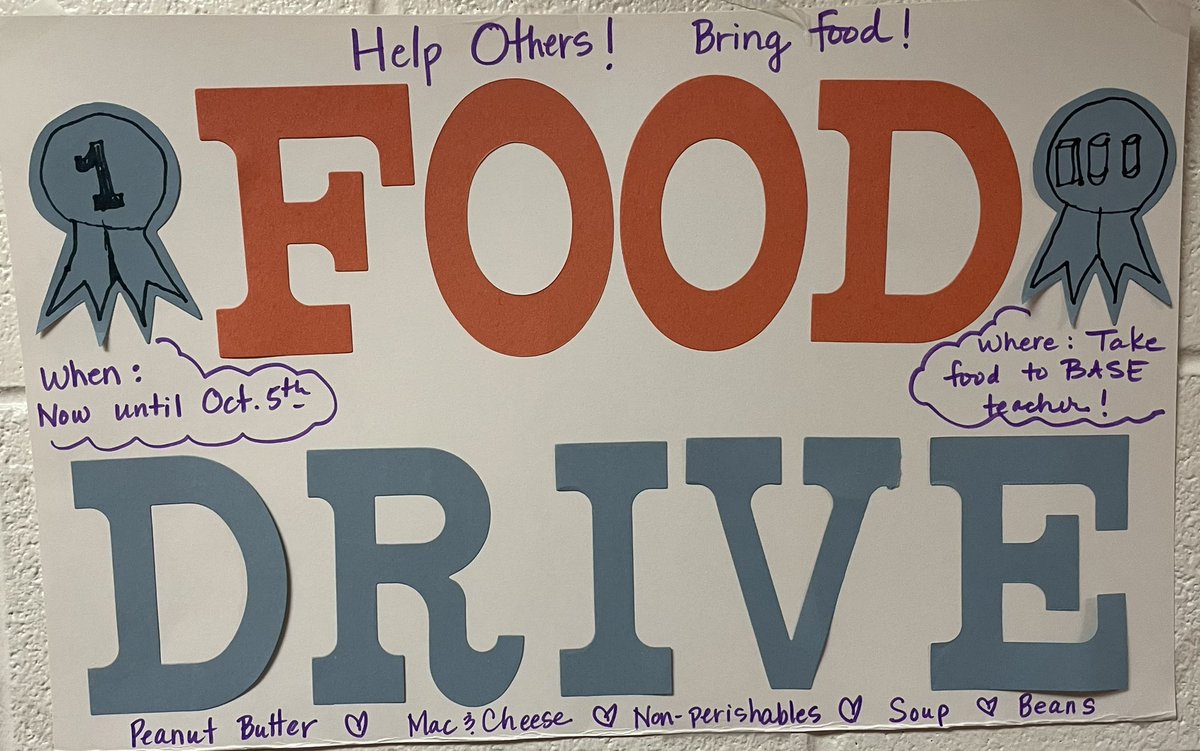 chippms's tweet photo. CMS Food Drive! Help us help our community. Drop off items to your BASE teacher’s classroom. Donations will be accepted until October 5. https://t.co/L1p74lAv4u