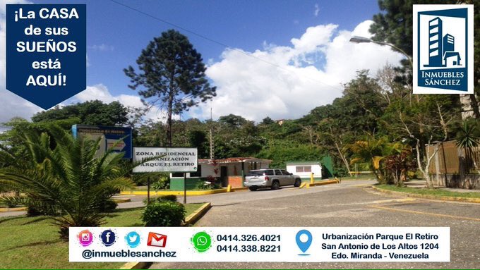 inmueblesanchez's tweet photo. #LaCasaDeTusSueños en un lugar de ensueño.  #UrbParqueElRetiro inmejorable ubicación Pasando por #LasPolonias Vía que va de  #SanAntonioDeLosAltos a #SanDiegoDeLosAltos 

 #Inmuebles #Venta #AltosMirandinos #GranCaracas #Caracas #Venezuela #inmobiliaria #Corretaje #lomejor  #SAA https://t.co/aSI2yisIeJ