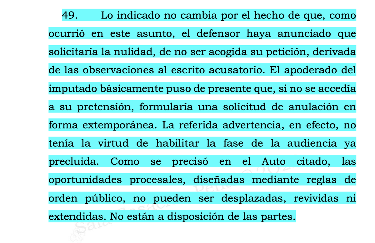 alfesac's tweet photo. Nulidad por Hechos Jcos relevantes se propone cuando a defensa le corren traslado para proponer nulidades en Aud. de Acusación. Si solo propone observaciones y reserva nulidad si no queda satisfecha luego no puede pedirla. Si lo hace juez debe negar sin recursos. Sería dilatorio https://t.co/Ss7EhNDYAr