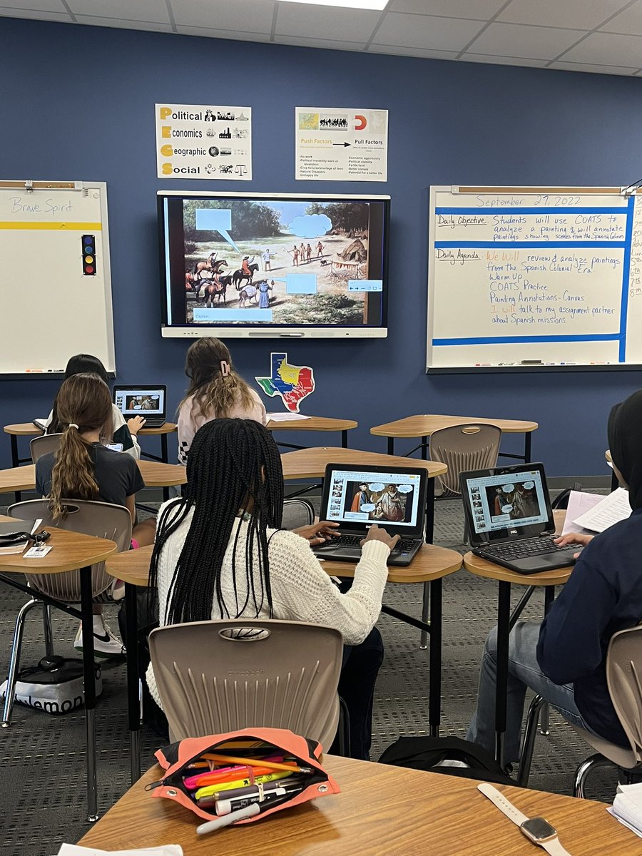 Love the idea of students using speech and thought bubbles to process what they learned in class. Such an easy strategy to make history come alive. <a href="/AdamsVikings/">Adams Junior High</a>  #katyisdss