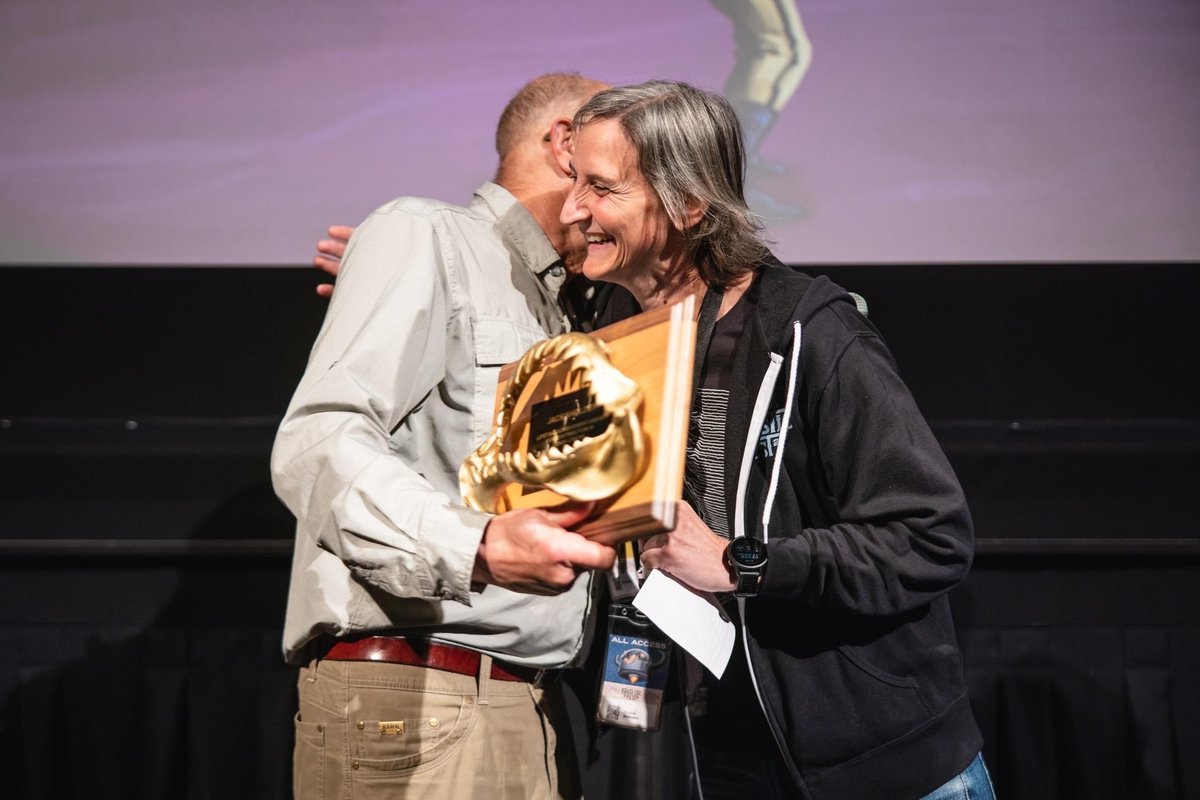 RedWaterEnt's tweet photo. Such an honour! Red Water sponsored the Lifetime Achievement Award @fantasticfest that was presented to @jack_sholder by the festival's director of programming @amahnert after the screening of his shark movie #12DAYSOFTERROR https://t.co/GIPDjz8gFM