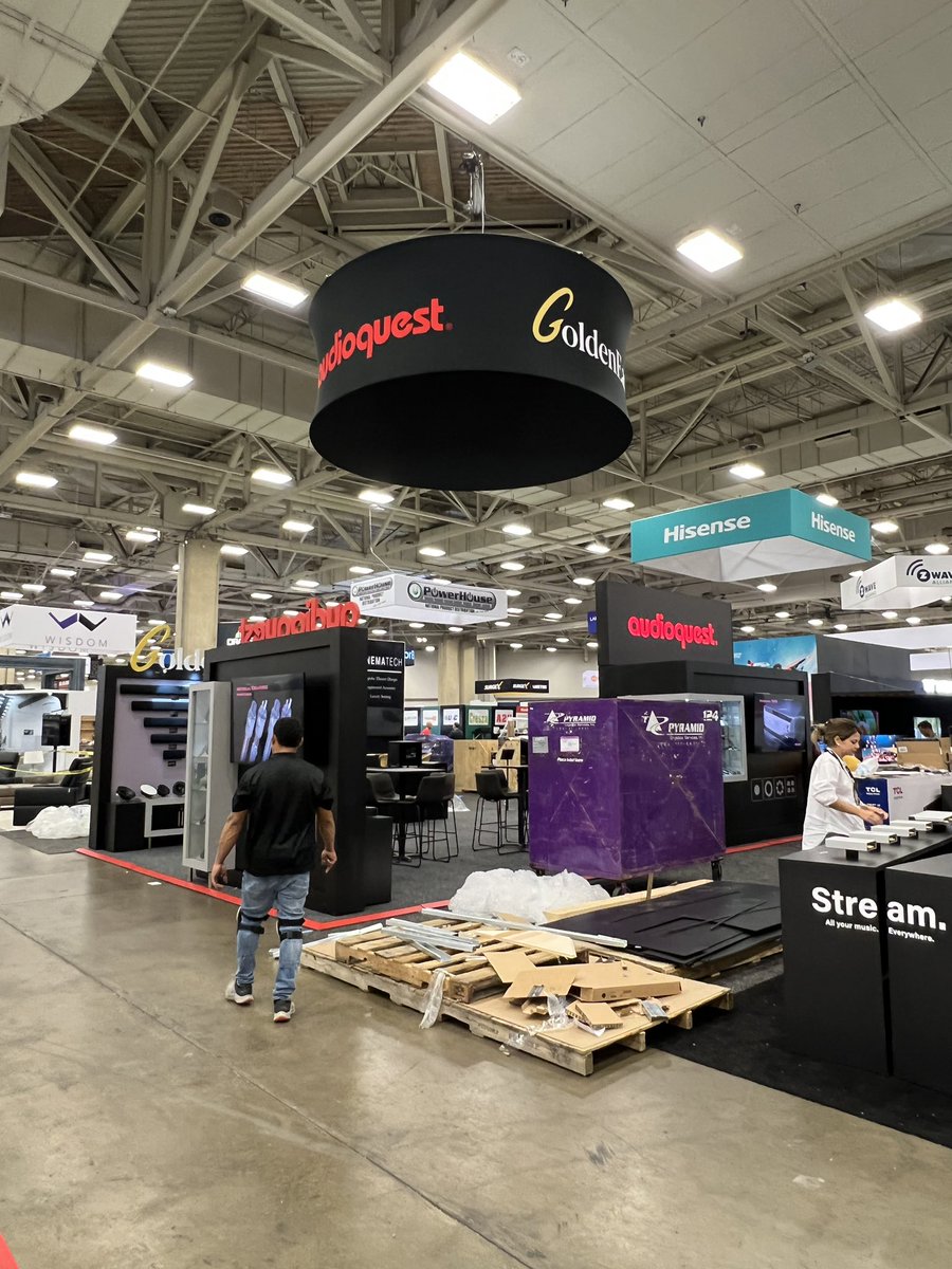 rAVePubs's tweet photo. Here’s a sneak peek of the @audioquest / @goldeneartech booth at #CEDIAExpo ⬇️

Looks great and we can’t wait to see the final product tomorrow. #AVtweeps @CEDIAExpo https://t.co/IQmVUkIyFx