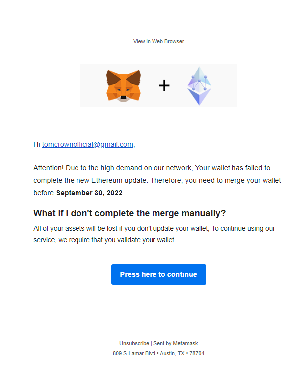 TomCrown's tweet photo. 🚨ALERT: This is a scam
#crypto #metamask #scam https://t.co/eC2Fzfadvh