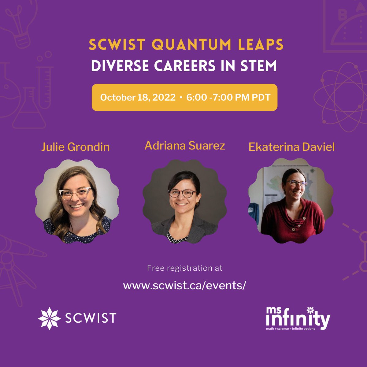 SCWIST's tweet photo. #STEMGirls you're all invited to our upcoming SCWIST Quantum Leaps Conference on Oct 18. Specially designed for 14-18 y/o #highschool students. Topics include #tech, #environment, #biochemistry, and #education! #SCWISTEvents https://t.co/tJsFFCg4LZ https://t.co/07Kk1bZAEl
