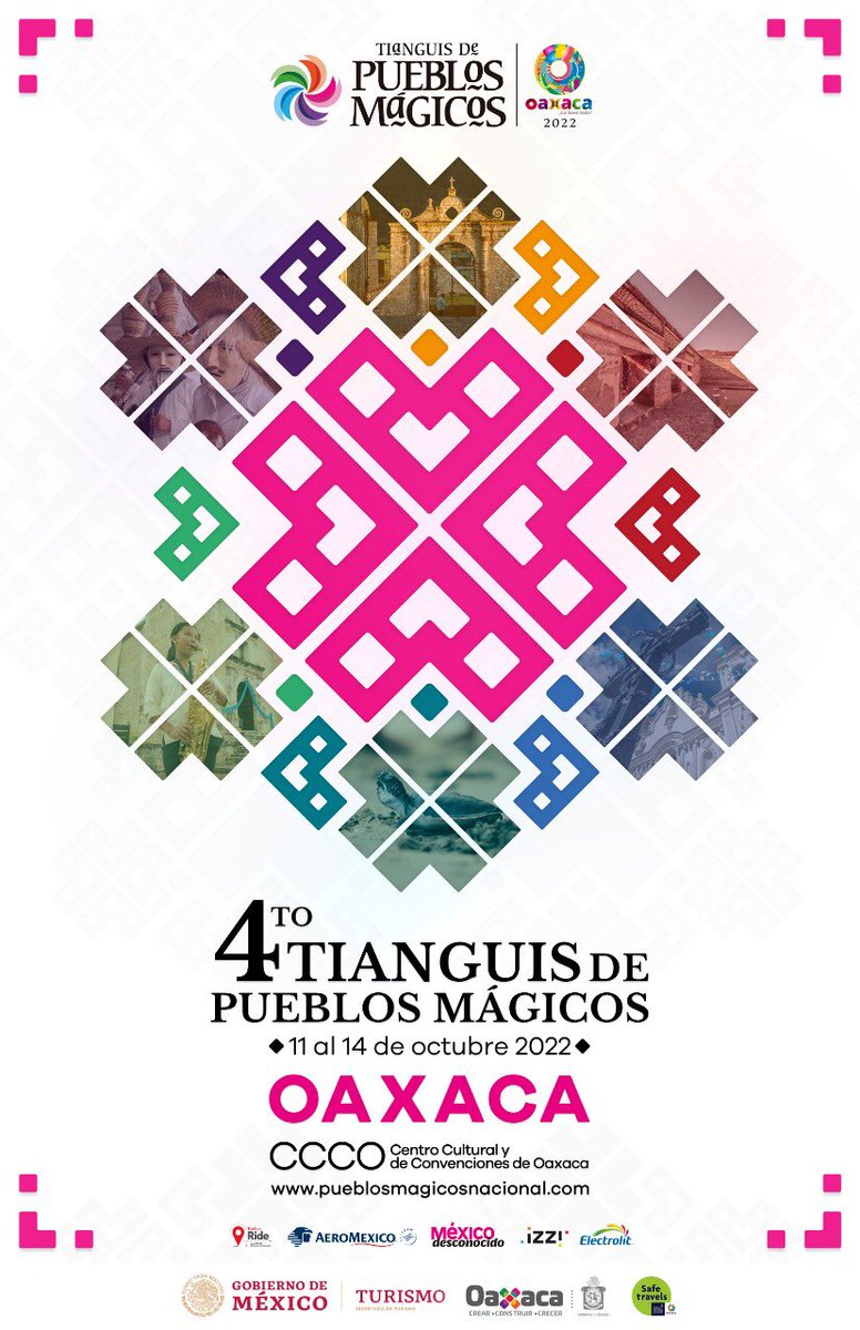 Les presentamos el cartel oficial del #TianguisDePueblosMágicos2022 donde podremos descubrir la historia viva y el encanto de estos maravillosos destinos. ¡Los esperamos del 11 al 14 de octubre! #OaxacaLoTieneTodo