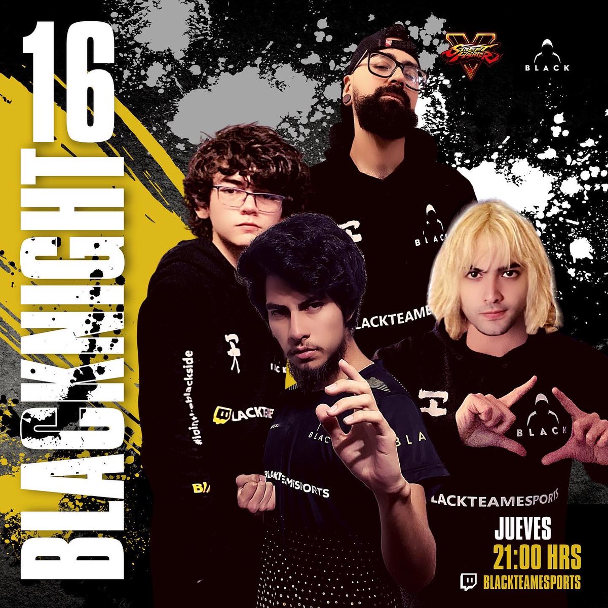 blackesportsfgc's tweet photo. Mañana 21:00 hrs por nuestro Twitch blackteamesports, #BlackNight 16 con 6 duelos,en acción entrarán #Blaz @megamaraco @alfasicario #BlackBuda #Algors @KenpatsuFGC @Dhuntertv que peleará y casteará junto al tremendo @gigoide No faltes! @teamDDC1 @jovenhou @BLK_HuGoKu @CristianGq https://t.co/Jmp5bIYo8Y