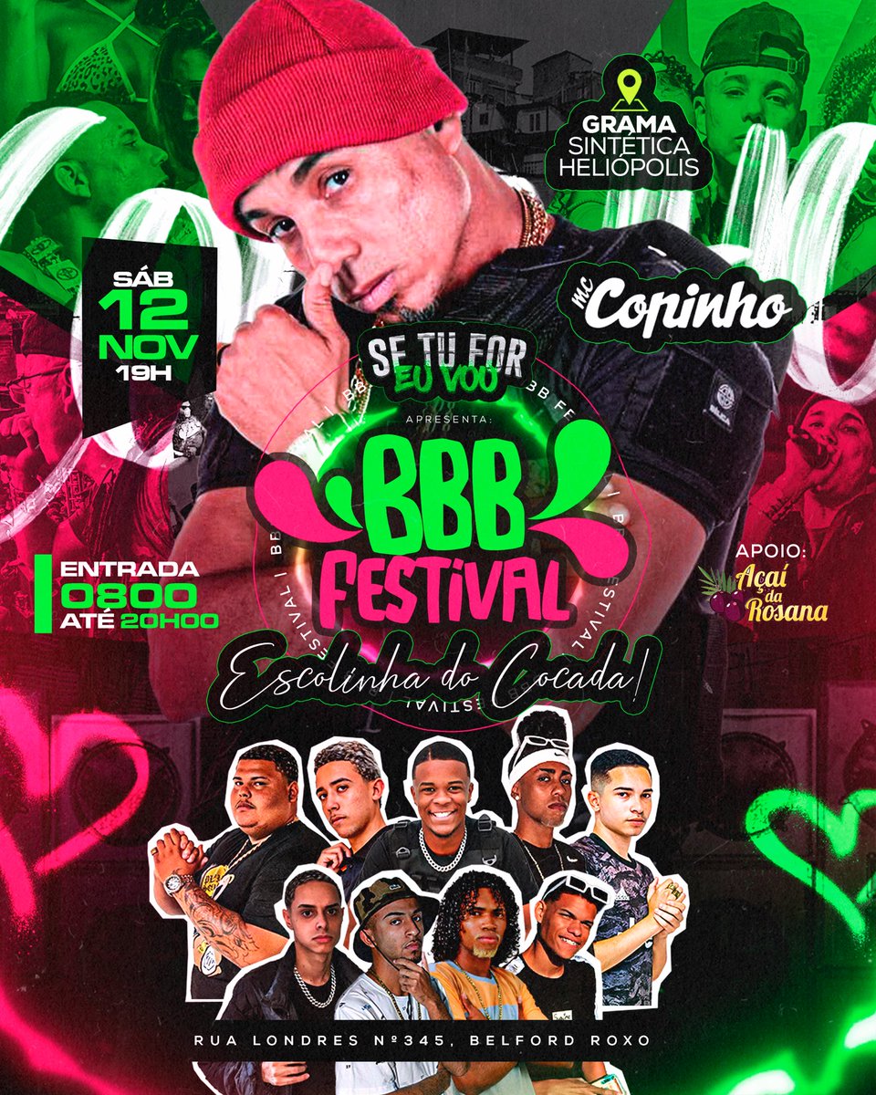 OLHA QUEM TÁ DE VOLTA!!
ENTRADA DE WHISKY 0800 ATE 20:00
ENTRADA 0800 ATÉ 20:00

APRESENTANDO SE TU FOR EU VOU BBB FESTIVAL EDIÇÃO ESCOLINHA DO COCADA ✅ EQUIPE TREMOR 18 METROS DE EQUIPE <a href="/mccopinhoofc/">Mc Copinho</a> É BAILE 😜