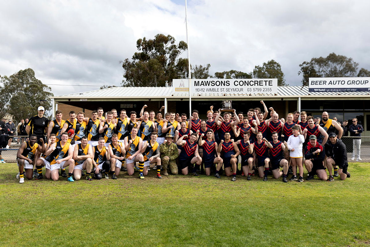 Congrats to the School of Artillery, winning the Aussie Rules match against @SOARMDAusArmy on 16 Sept in Seymour. A commanding victory, with the final score 99-33.