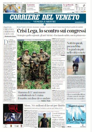 Buongiorno con la prima pagina del Corriere del Ve...