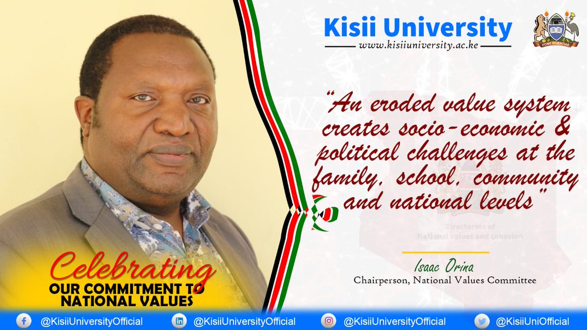 kisiuniofficial's tweet photo. The commitment to our values is not a question of chance but a deliberate decision we should continuously renew. #Ksu4NationalValues #KisiiUniversity https://t.co/HvpQWi45Ge