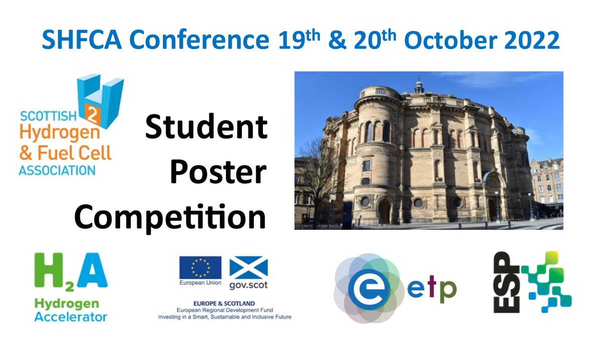 📢A fantastic opportunity for #students to win a free space at the #SHFCA2022 conference in Edinburgh. Participate in the  <a href="/SHFCA/">Hydrogen Scotland</a> student poster competition. Details 👉: bit.ly/3M5LVhn
Submit your entry by 📅: 7th Oct, 3pm

#Hydrogen #Scotland #Skills #CleanEnergyFuture