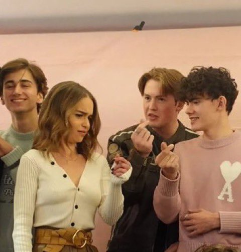 emilia clarke with joe locke and kit connor