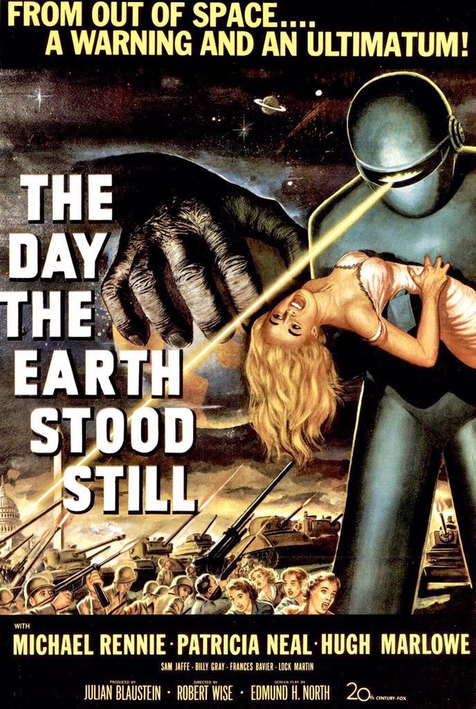 FilmNewsNos's tweet photo. 🎬MOVIE HISTORY: 71 years ago today, September 28, 1951, the movie ‘The Day the Earth Stood Still’ opened in theaters!

#MichaelRennie #PatriciaNeal #BillyGray #HughMarlowe #SamJaffe #FrancesBavier #LockMartin #FrankConroy #RobertWise https://t.co/f8zt3DRdB0
