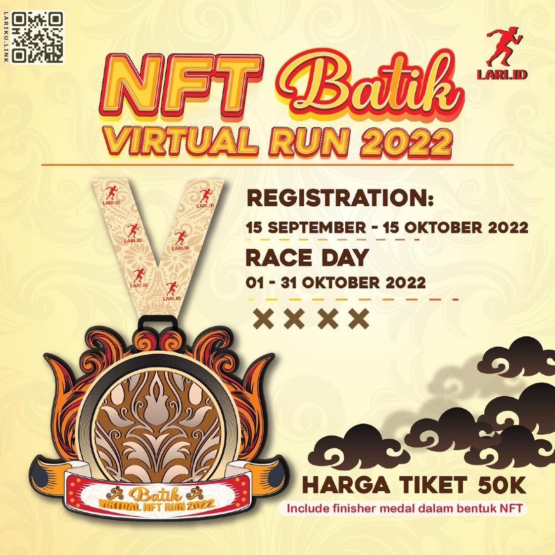 LarikuInfo's tweet photo. 🔽
🌸 NFT Batik Virtual Run
⏰️️ 01-31 Oktober 2022
📐 10K • Virtual Run
🌤️ Bebas / Anywhere
💙
🧿 https://t.co/PVPvUJKluU ️◀️
🔺
🔺
••••
#BatikVirtualRun #LariID #LariKuinfo #VirtualRun https://t.co/MjFNPEh6et https://t.co/IoHZop7std