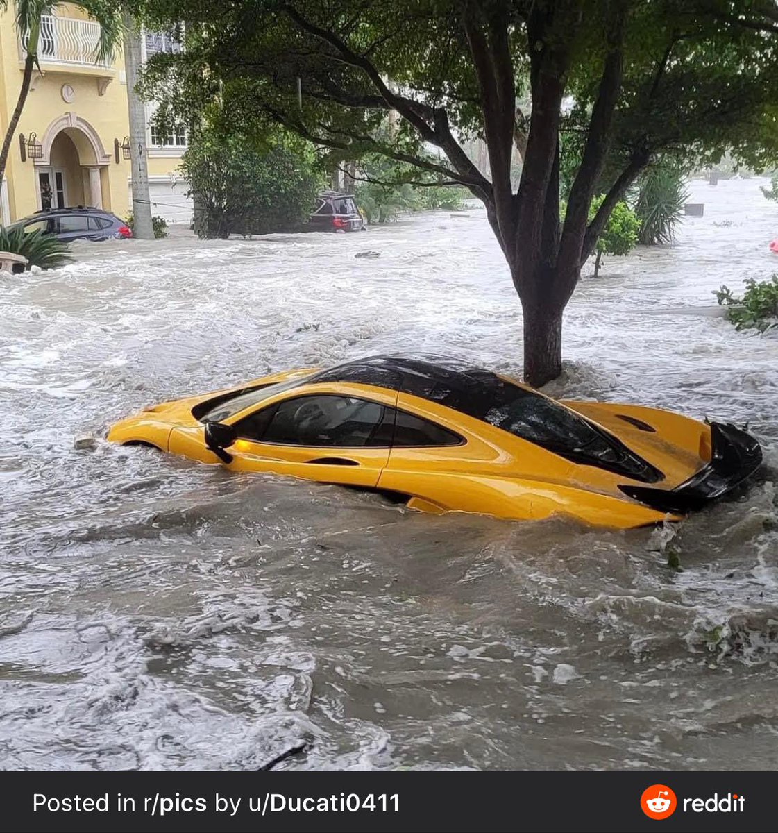 You might be having a bad day, but are you having a “My $3,000,000 1 of 375 ever to be made Mclaren P1’s floated out of my garage bc of flood waters from a hurricane less than 2 weeks after I bought it” bad day?