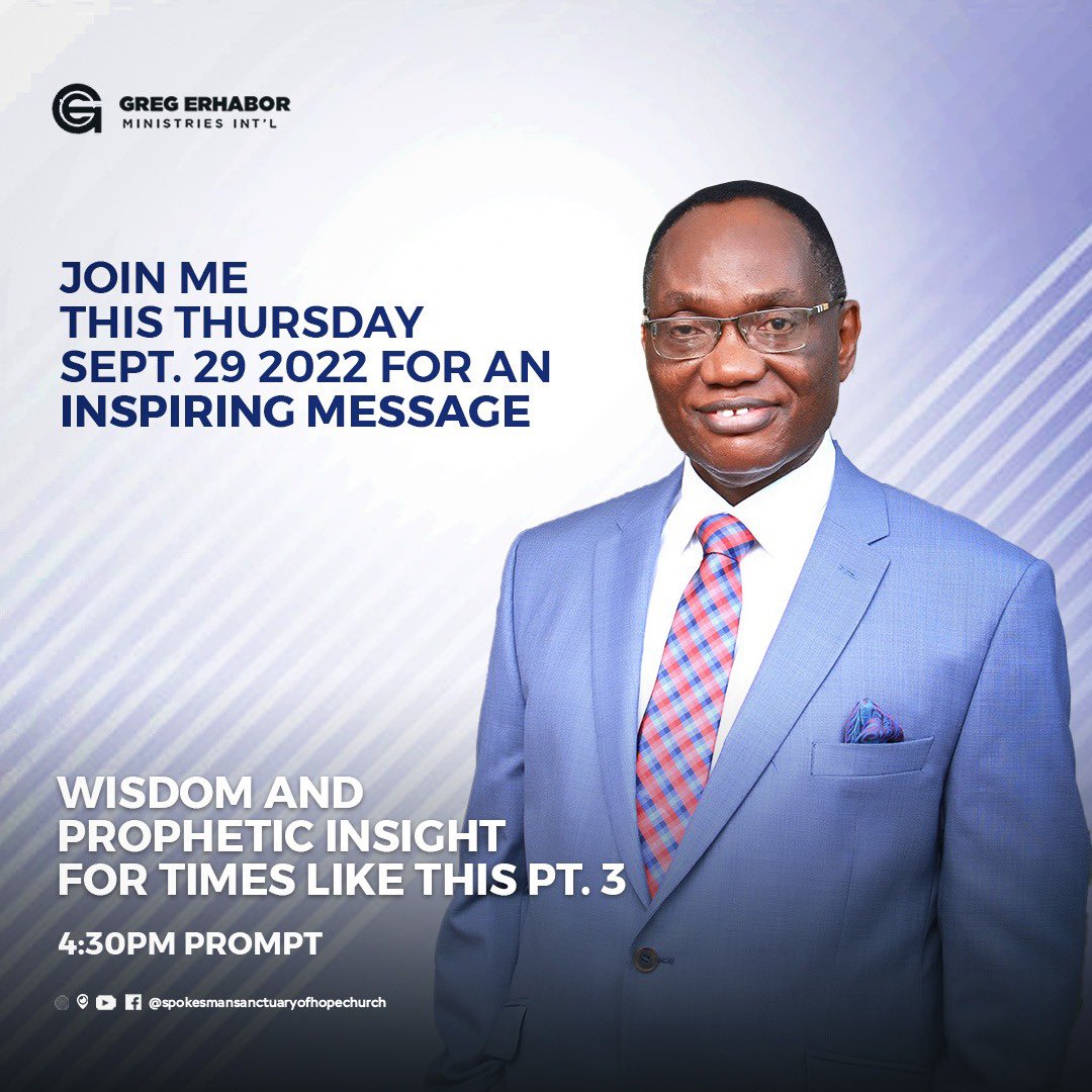 gregerhabor's tweet photo. These are trying times. There are difficult days ahead,join me this Thursday as we pray,and discuss divine secrets to overcome the challenges ahead. https://t.co/VJ2NbKYTmZ