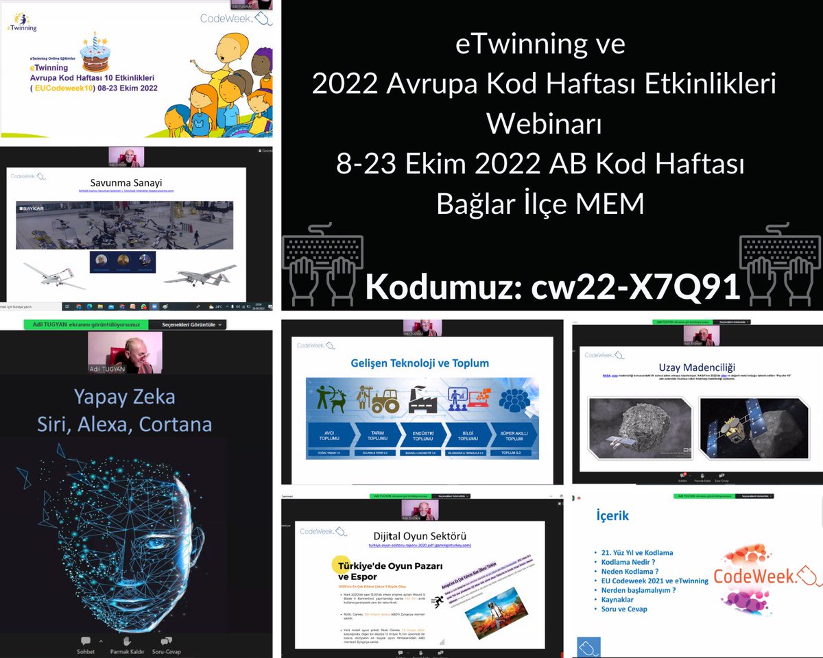 seda_elikucuk's tweet photo. Codeweek İl Lider Öğretmeni olarak katıldığım eTwinning ve 2022 Avrupa Kod Haftası Etkinlikleri Webinarı çok verimliydi.Teşekkürler
@mebyegitek @CodeweekTurkiye @tugyanadil @tretwinning @bircankeles @Diyarbakirmem @Murat4Kucukali @Mehmet_Bulut21 @hcetinkaya7733 #Code4Baglar https://t.co/kDeeNRvZEK