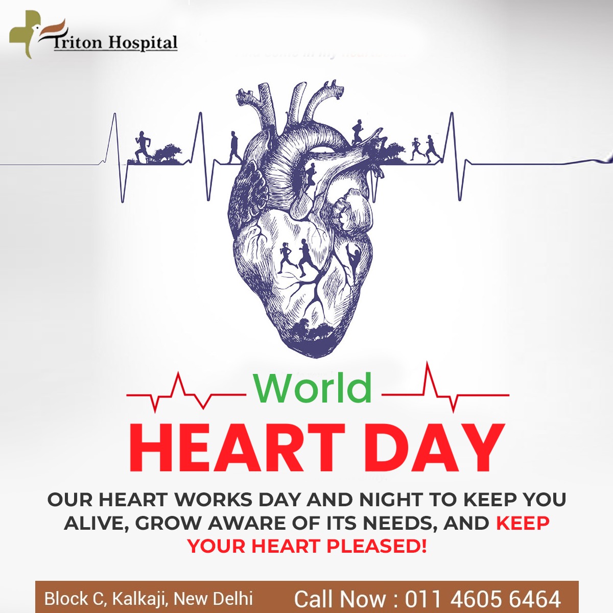Keeping a healthy heart is essential if you don’t want to be apart from your loved ones. 
.
Happy World Heart Day.
.
.
.
#WorldHeartDay #TritonHospital #BestHospitalinDelhi #HospitalInDelhi #MultispecialtyHospitalInDelhi #newlife #consultation #Medicare
