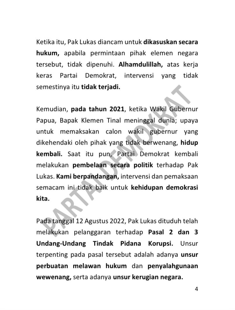 AgusYudhoyono's tweet photo. Pagi ini saya menyampaikan pernyataan pers mengenai sikap @PDemokrat terkait kasus hukum yang menimpa Ketua DPD Partai Demokrat Prov. Papua, sekaligus Gubernur Prov. Papua Bpk. Lukas Enembe. Pernyataan saya selengkapnya dapat dibaca, sbb: https://t.co/A4hYMfTtZN