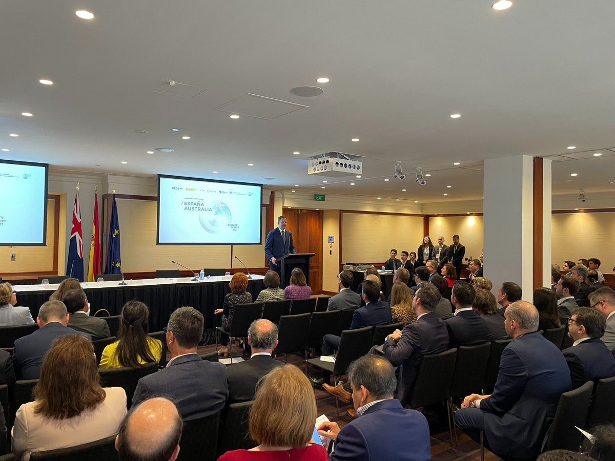 EurAusBiz's tweet photo. The EABC was delighted to participate in Australian-Spanish Business Forum today with 🇦🇺&amp;🇪🇸Industry Ministers @MarotoReyes &amp; Ed Husic! Our CEO Jason Collins highlighted the wealth of opportunities an #AusEUFTA will provide to deepen &amp; diversify business &amp; innovation linkages! https://t.co/F0Uc5hbAkz