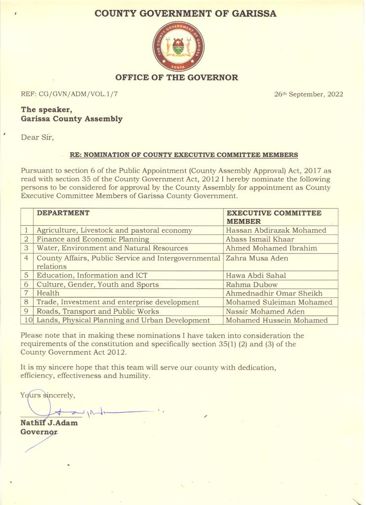 Congratulations to all those nominated for the CECM position(s) in #Garissa County.
@Nathif_J_Adam 
@DaganeAbdiM 
@_GarissaCounty 
@Garissapress 
@GarissaGov 
@ActivistaGsa