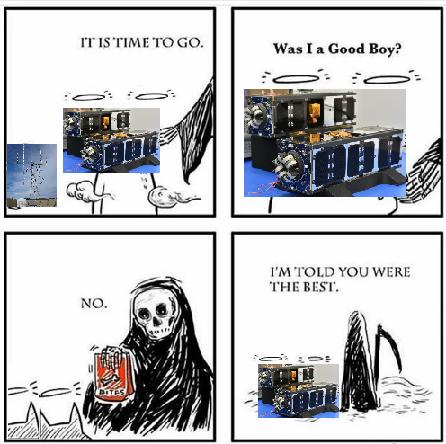 ELFIN B will reenter in roughly 24 hours. ELFIN B's final few days were spent observing reflected radiation belt electrons at low altitudes as well as the effects of increased atmospheric drag on the stability of a spinning spacecraft. #cubesat #amsat #spaceweather #elfinucla